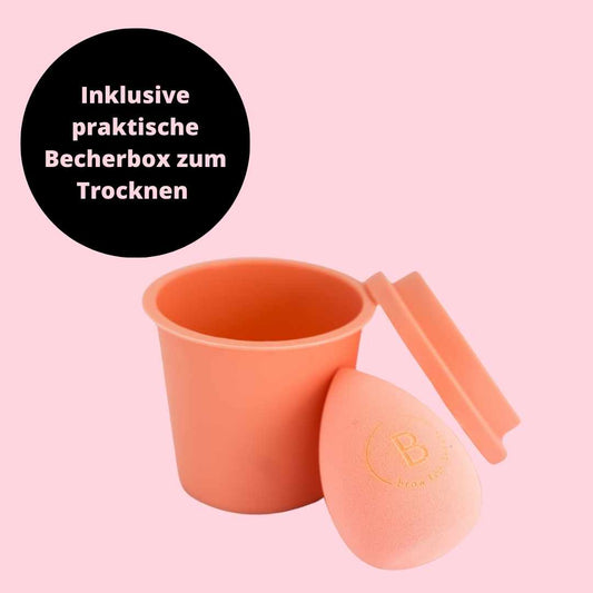 BLASHY MAKE UP POWDER SPONGE - rosa inkl. trendy Coffe Cup zum Trocknen