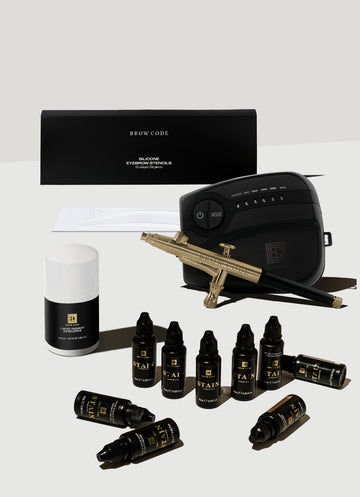 Brow Code STARTER KIT: Airbrush mit 10 Hybrid Farben - inkl. Maschine, Zubehör & Anleitung. Blashy Shop