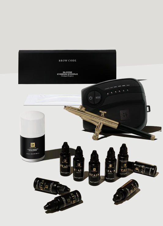 Brow Code STARTER KIT: Airbrush mit 10 Hybrid Farben - inkl. Maschine, Zubehör & Anleitung. Blashy Shop