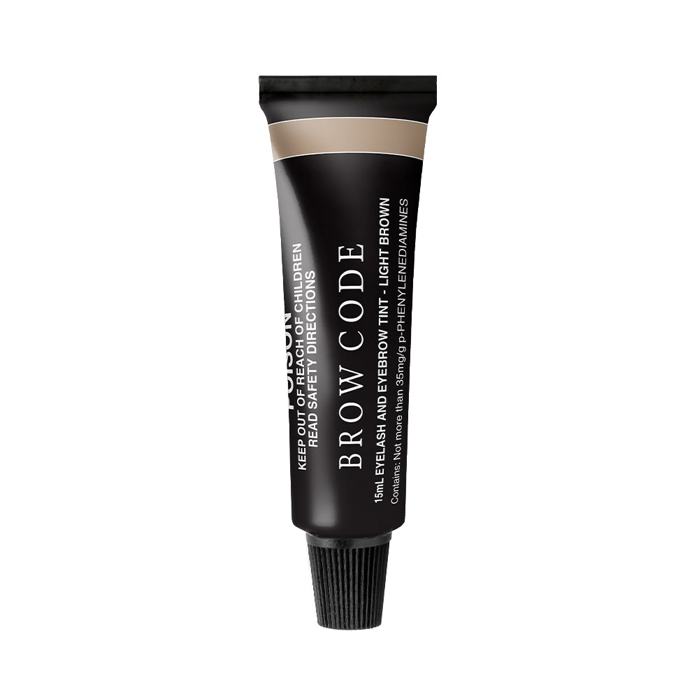 Ein Brow Code Augenbrauenfarbe 15ml Röhrchen mit Schraubverschluss in schwarz, abgebildet vor einem weißen Hintergrund. Blashy Shop