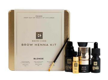 Brow Code AT HOME KIT Brow Henna, in 4 Farben, bietet blonde Brauen in einer luxuriösen Verpackung in Gold und Schwarz. Blashy Shop