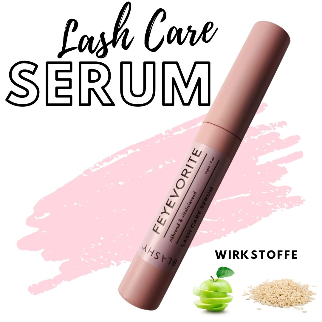 Rosa Tube von Blashy BLASHY LASH BOOMY Wimpernpflege 7ml, mit grünem Apfel und Reis Abbildungen daneben. Blashy Shop