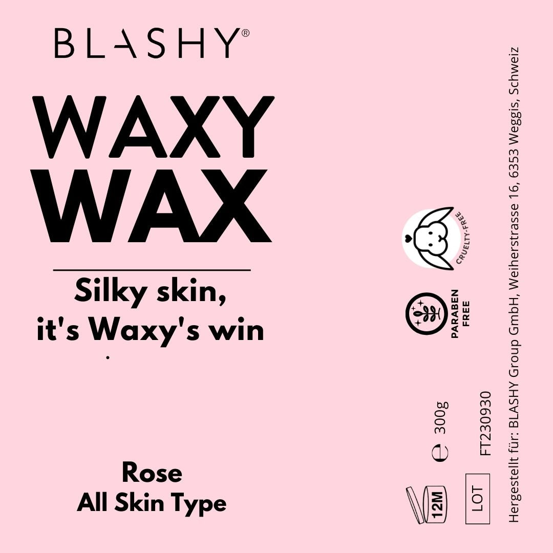 BLASHY Waxy Wax für die Haarentfernung, Rose, 300g - parabenfrei, ideal für empfindliche Haut. Blashy Shop