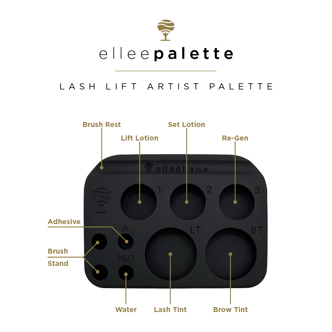 Die Ellee Palette von Elleebana ist ein Organizer für das Wimpernlifting mit Fächern für Lotionen, Tönungen, Kleber, Pinsel und Wasser. Blashy Shop