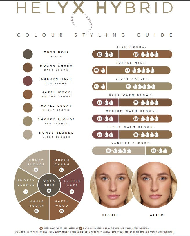 Elleebana Helyx Hybrid Farben, 15ml: Farbmuster, Farbnamen und pflanzliches Keratin für gesunde Haarpflege. Blashy Shop