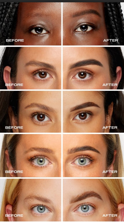 Vorher-Nachher-Fotos, die vollere Brauen mit Brow Code Gel Augenbrauenfarbe - natürlich & sensitiv, PPD frei, 15ml zeigen. Blashy Shop