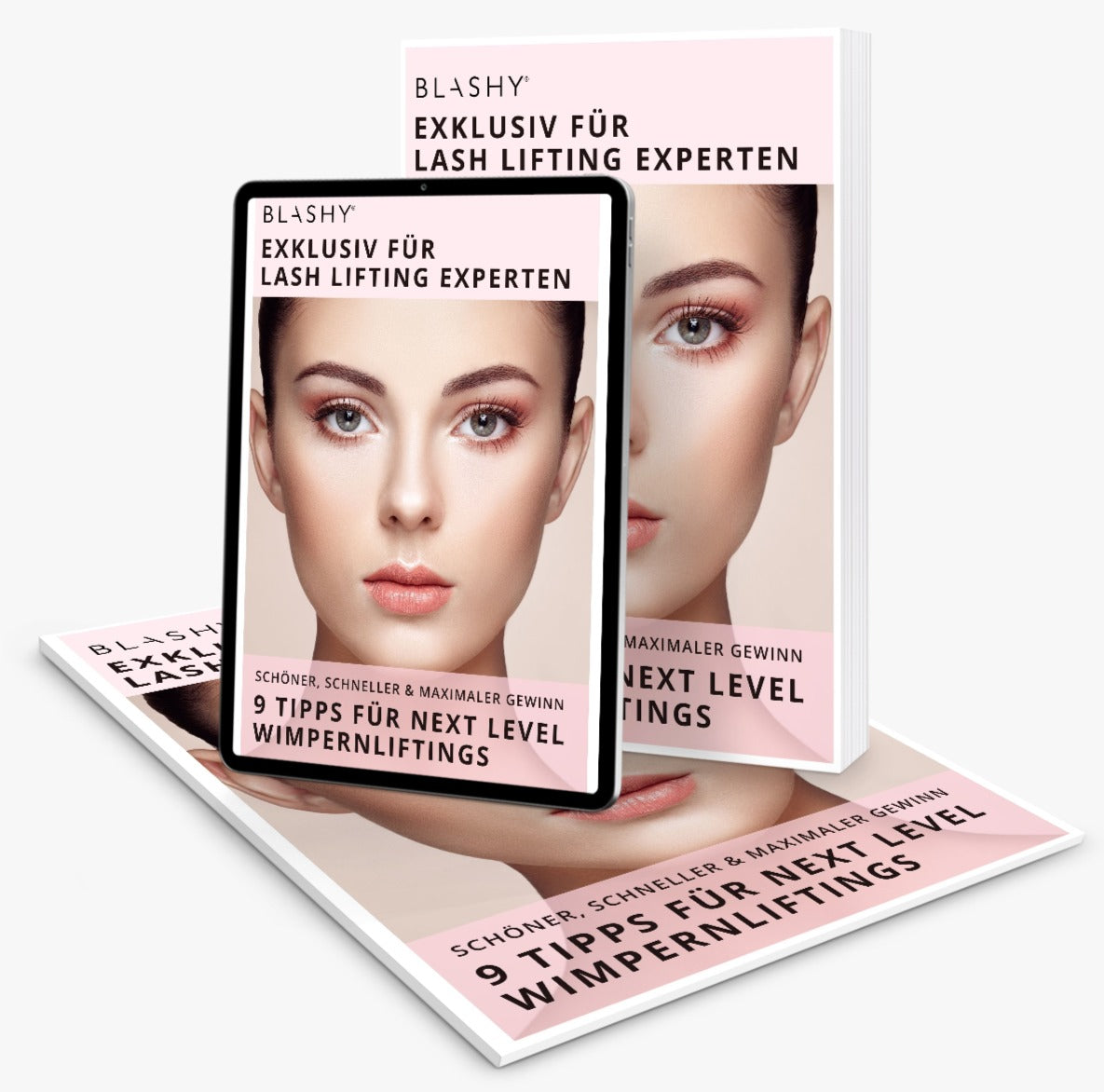 Tablet und Bücher zeigen [Gratis EBook] - Elleebana Lash Lift in nur 45min von Lash&Brow Academy Online. Blashy Shop