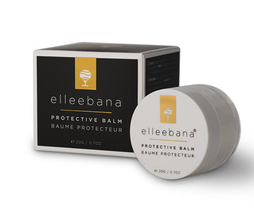 *NEU* Elleebana Protective Balm, 20g Tiegel und Dose, ideal für Wimpernlifting und Hautschutz, auf weißem Hintergrund. Blashy Shop