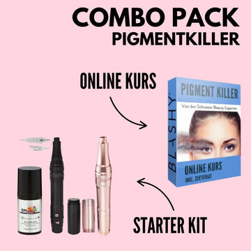 Das Pigmentkiller Starter Combo Pack: Kit & Online-Kurs von blashyshop.com enthält alles, was Sie zur PMU-Entfernung benötigen. Blashy Shop