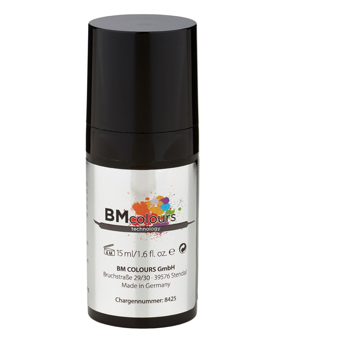 Eine 15ml Flasche BM Colors Pigmentkiller verbesserte Formel mit schwarzer Kappe und Produktetikett. Blashy Shop