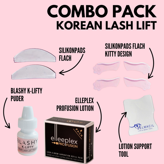 STARTER KIT Korean Lash Lift COMBO PACK von blashyshop.com mit Silikonpads, Lifting-Puder und Wimpernlotion. Blashy Shop