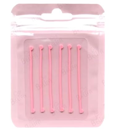 Sechs rosa Blashy C Ultradünner Lash Lift Shaping Strips aus weichem Silikon in einer durchsichtigen, wiederverschließbaren Packung. Blashy Shop