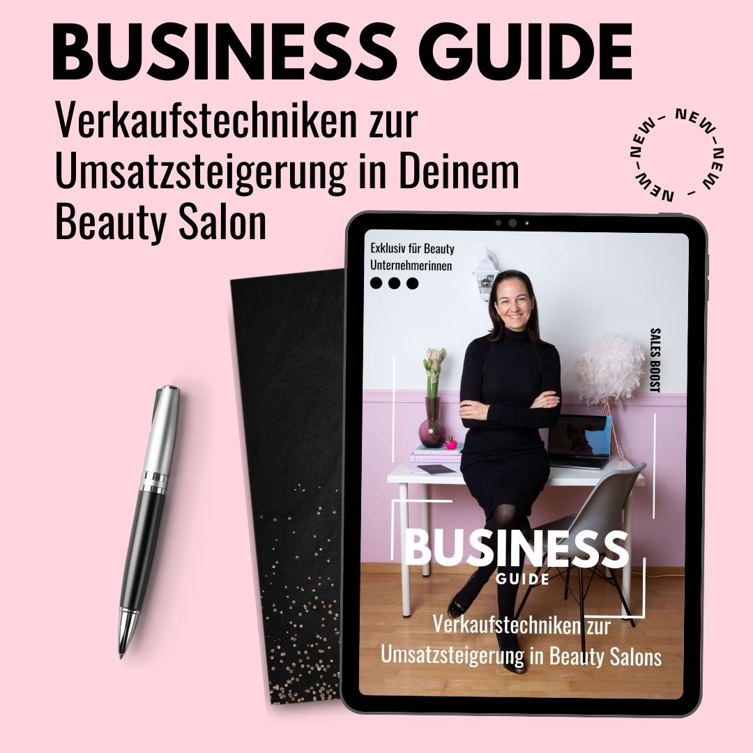 Tablet-Anzeige Verkaufstechniken zur Umsatzsteigerung im Beauty Business E-Book von Lash&Brow Academy Online. Blashy Shop