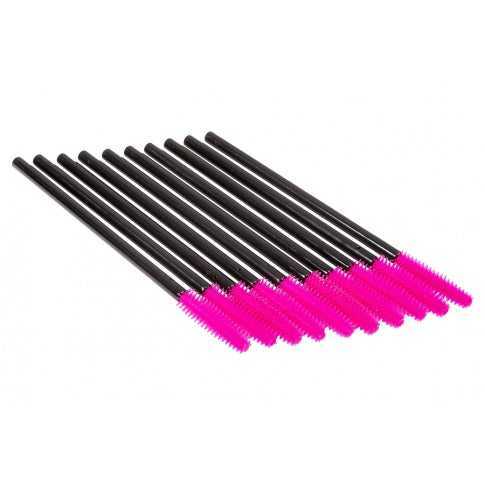 Silikon - Wimpernbürstchen, 25 Stück pink/schwarz