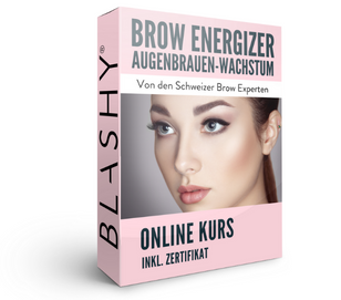 Box für Blashy BROW ENERGIZER WACHSTUM Online Kurs mit Zertifikat von Lash&Brow Academy Online, Infos & Frauengesicht. Blashy Shop