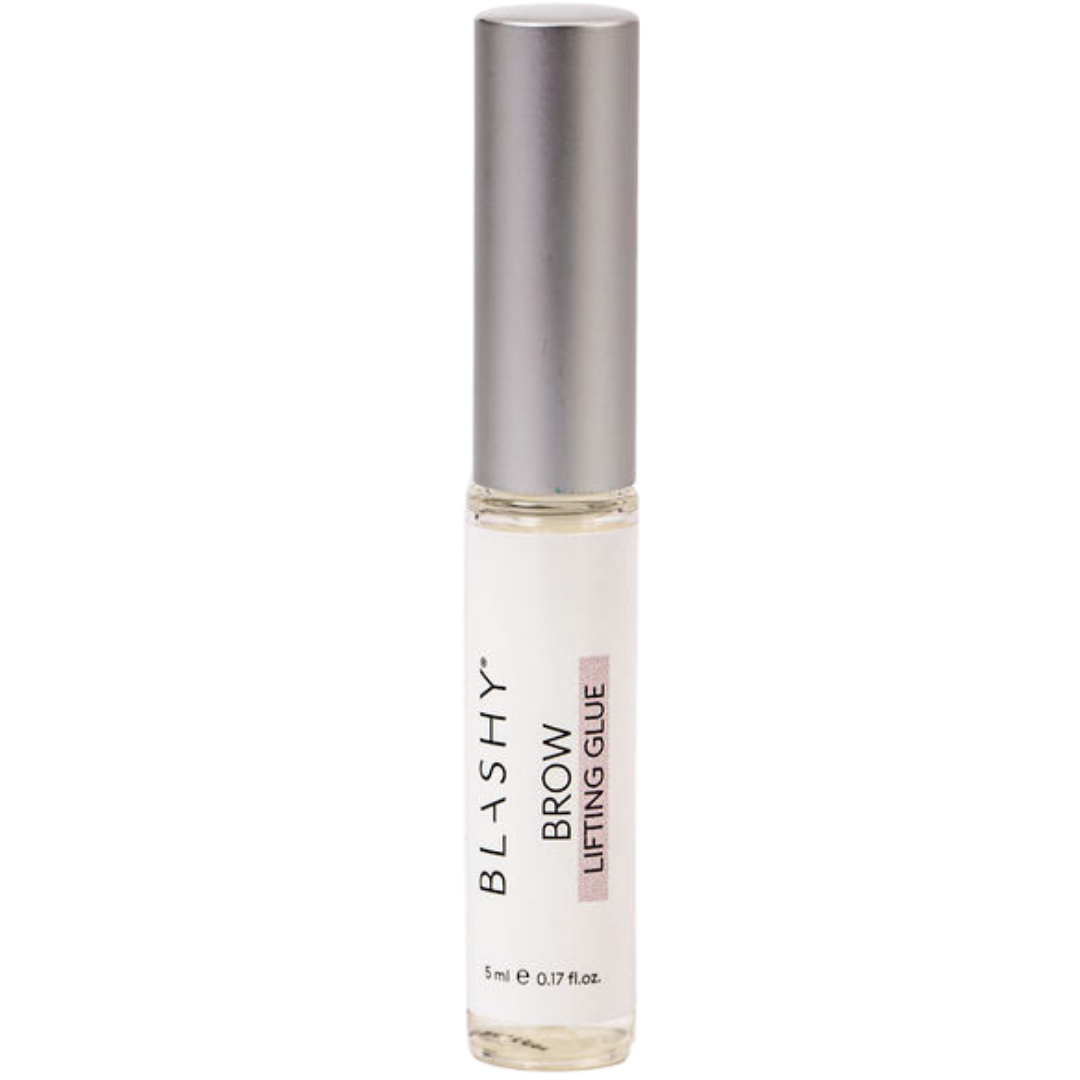 Eine 5-ml-Tube BLASHY Brow Lifting Glue, vegan, von Blashy, mit silbernem Verschluss und klarem Behälter. Blashy Shop