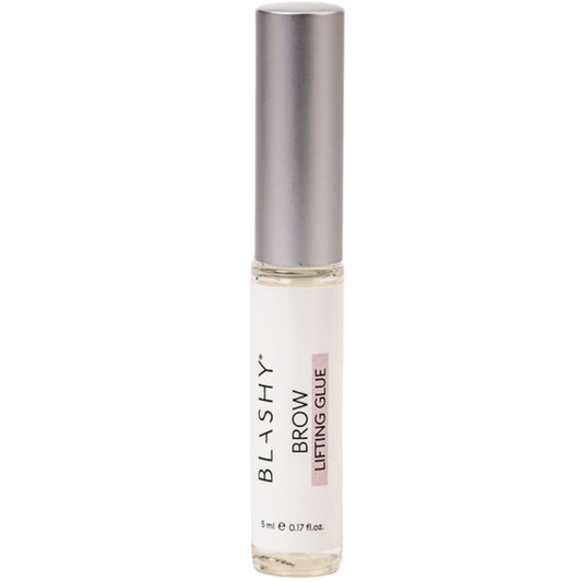Eine 5-ml-Tube BLASHY Brow Lifting Glue, vegan, von Blashy, mit silbernem Verschluss und klarem Behälter. Blashy Shop