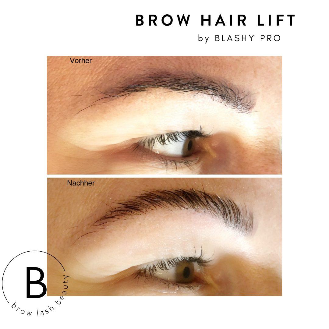 Vor und nach dem Brauenlifting mit Elleebana BROW HAIR LIFT Online Kurs von Lash&Brow Academy Online. Blashy Shop