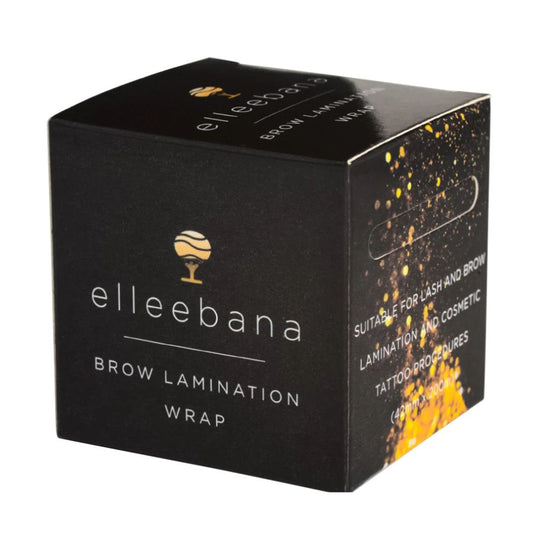 Eine schwarze Schachtel mit der Aufschrift Elleebana Brow Lamination Folie, 42mm x 200m mit goldenen Akzenten von Elleebana. Blashy Shop