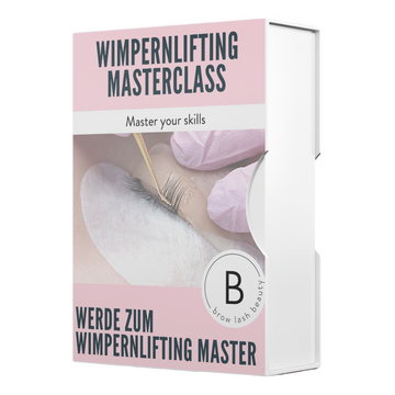 Eine Box mit der Aufschrift Elleebana MASTERCLASS WIMPERNLIFTING Online Workshop inkl.. Zertifikat von Lash&Brow Academy Online. Blashy Shop