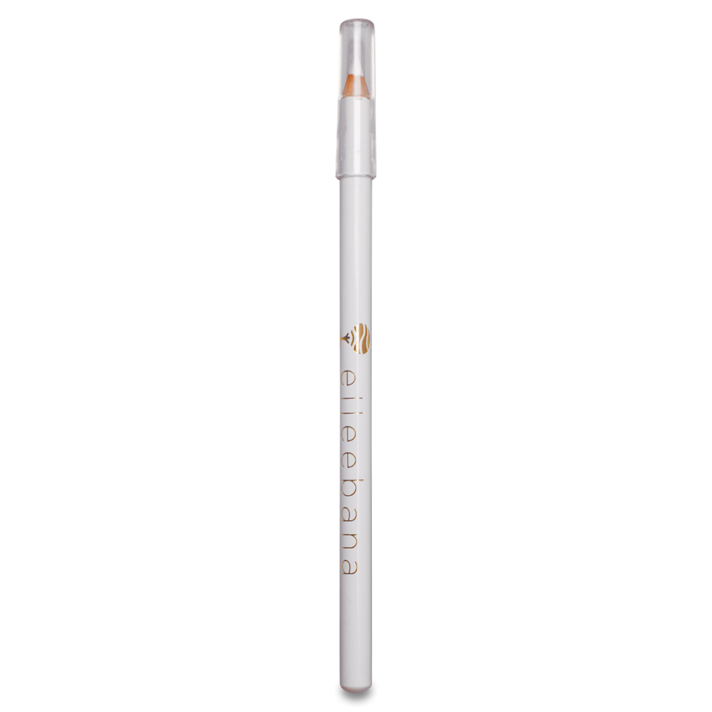 Der Elleebana Vorzeichenstift Weiss ist ein weißer Augenbrauenstift mit einer klaren Kappe und einem gold-grauen Elleebana-Branding. Blashy Shop