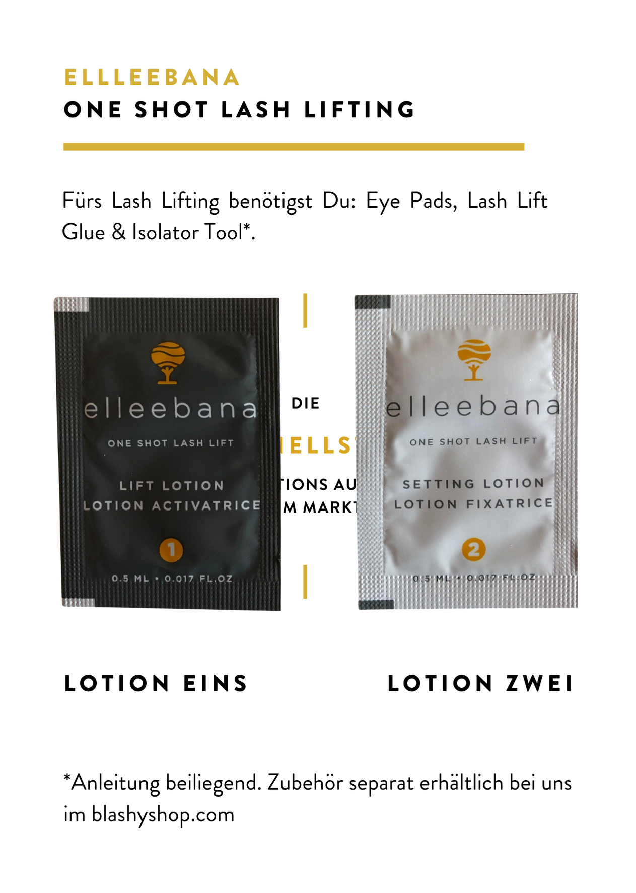 Elleebana Wimpernlifting Mini Test Kit: Zwei Tütchen für das Wimpernlifting, inklusive Anleitung. Blashy Shop
