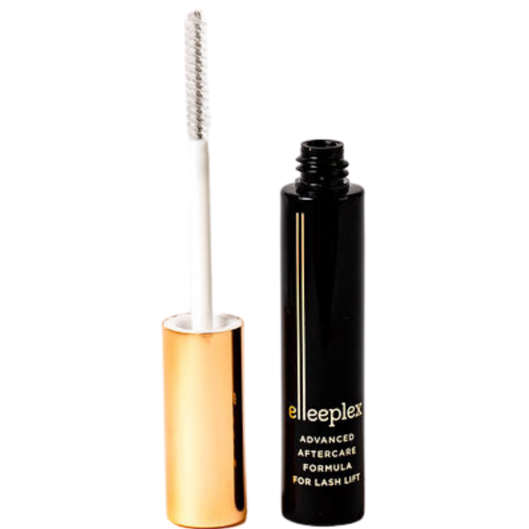 Eine Tube Elleebana Elleeplex After Care Gel - Advanced Treatment mit abgenommenem Applikator und daneben. Blashy Shop