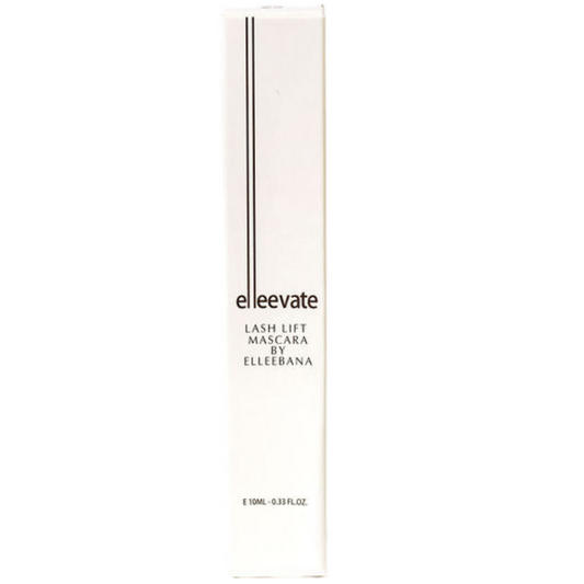 Weiße Schachtel mit der Aufschrift Elleevate Mascara by Elleebana, 10 ml, mit nährender Wimperntusche und Keratin-Komplex. Blashy Shop