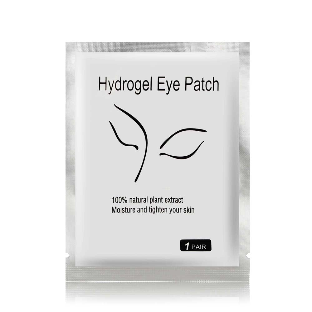 Eine silberne Blashy C Hydrogel Augenpads, 10 Paar Packung für Lash Lifting oder Wimpern abkleben, mit Augengrafik. Blashy Shop
