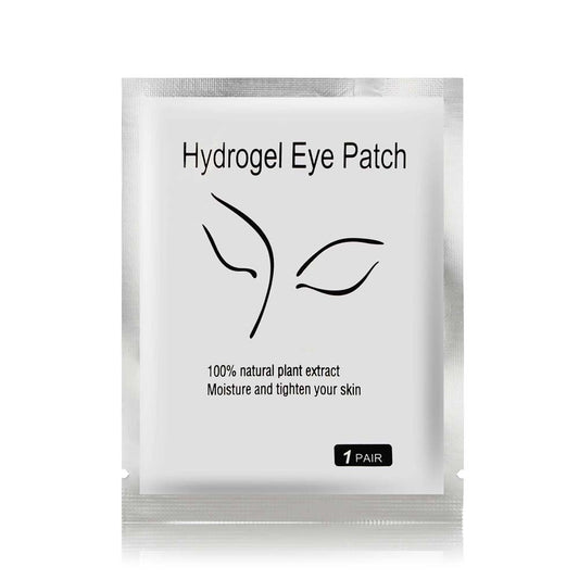 Eine silberne Blashy C Hydrogel Augenpads, 10 Paar Packung für Lash Lifting oder Wimpern abkleben, mit Augengrafik. Blashy Shop